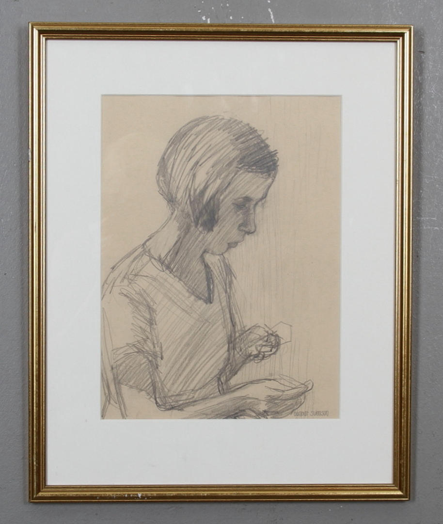 GUNNAR SVENSON. Kvinnostudie. Blyerts. Signerad Gunnar Svenson.