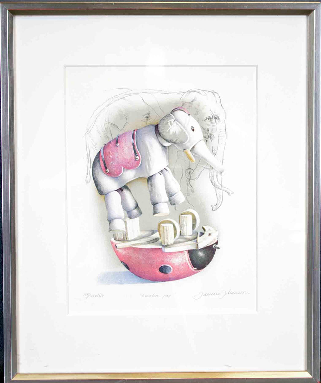 JAN ERIC JOHANSSON. "Omaka par", färglitografi.