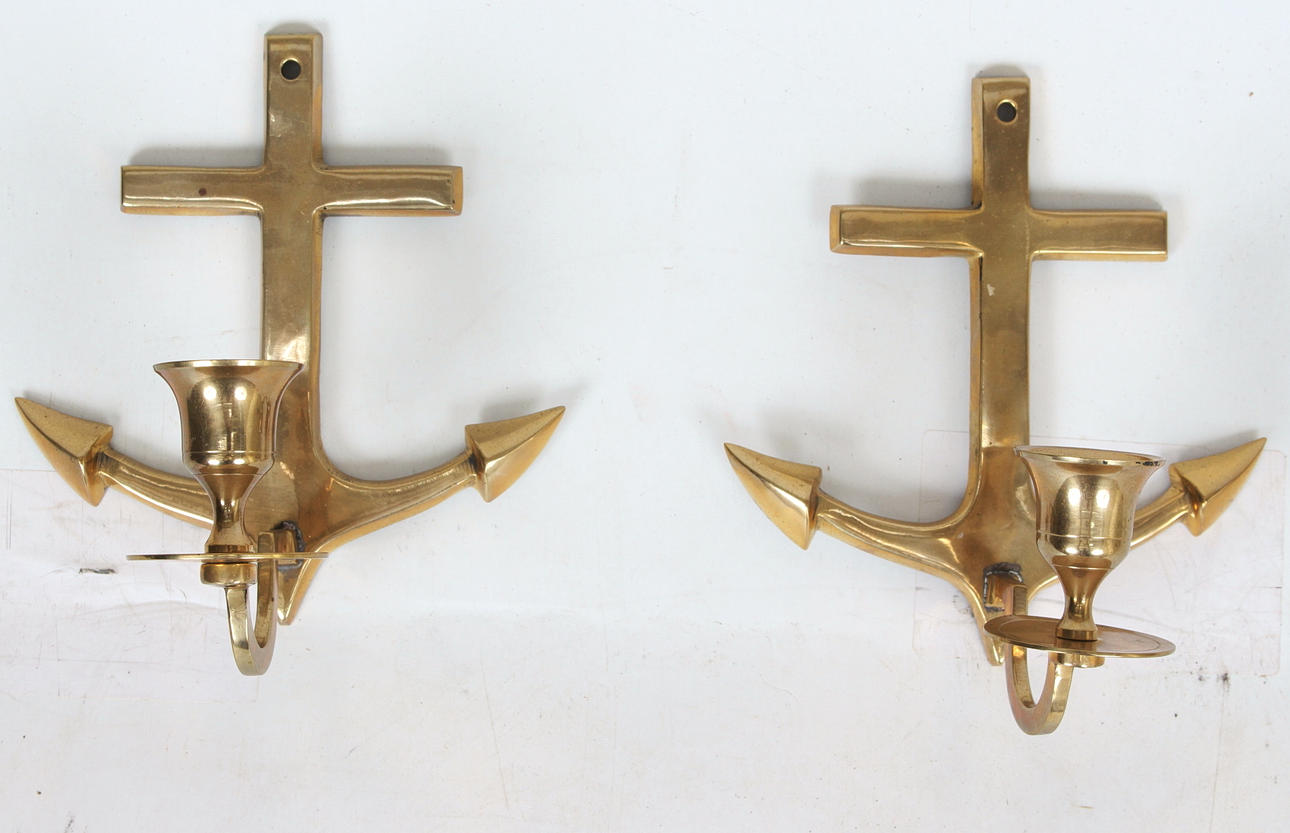 VÄGGLJUSTAKAR, mässing, "ankare".