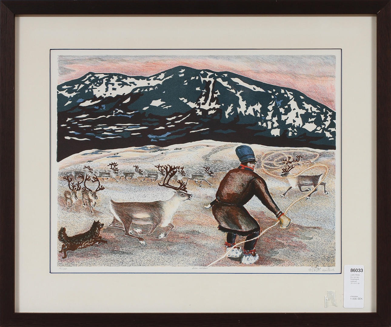 LARS PIRAK. Ällu rab'dan. Färglitografi, signerad 191/310.