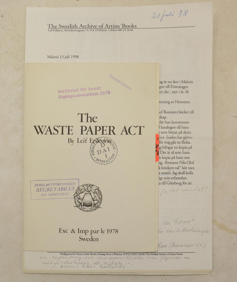 LEIF ERIKSSON. The waste paper act.