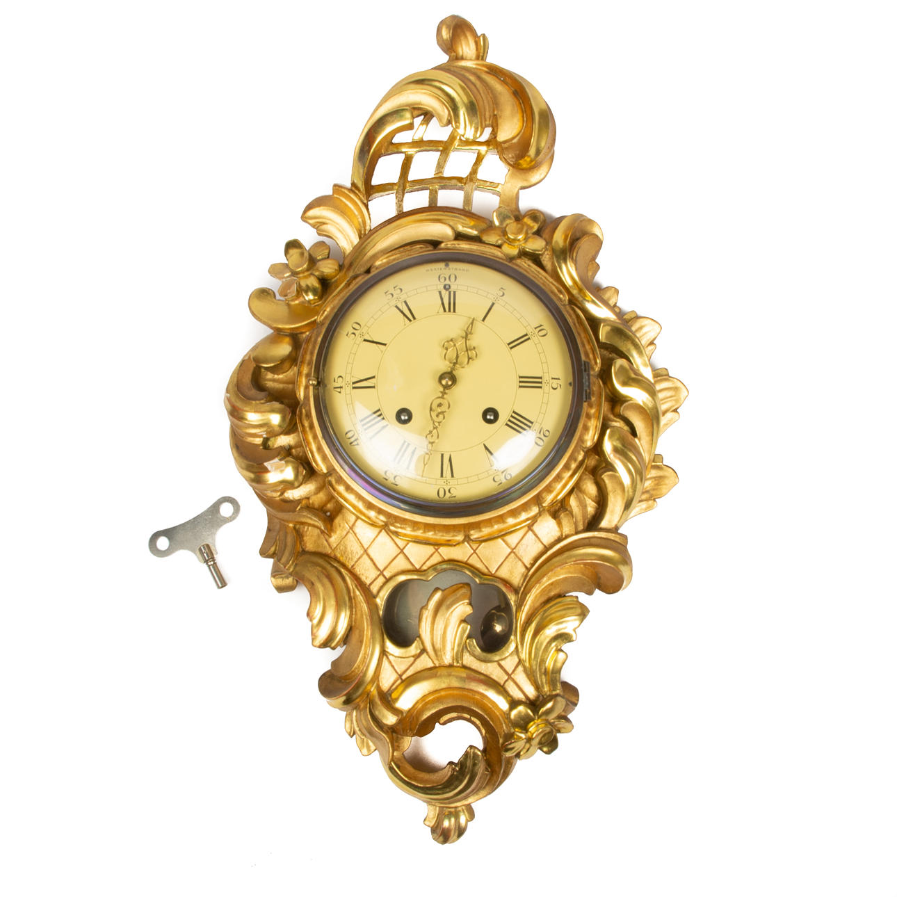 VÄGGPENDYL, förgylld, Westerstrand, rokokostil.