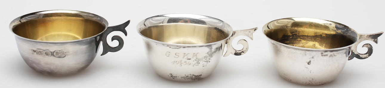 PUNSCHKOPPAR, SUPKOPPAR SAMT POKALER, 7 delar, silver, 1900-tal.