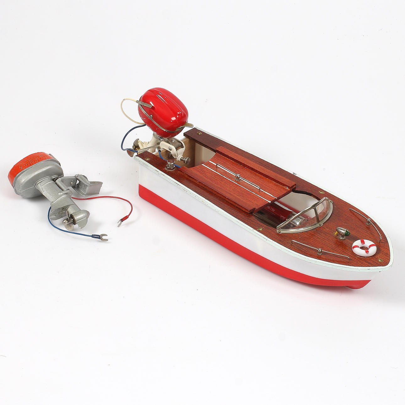 LEKSAKSBÅT, trä, plast, 1900-talets mitt.