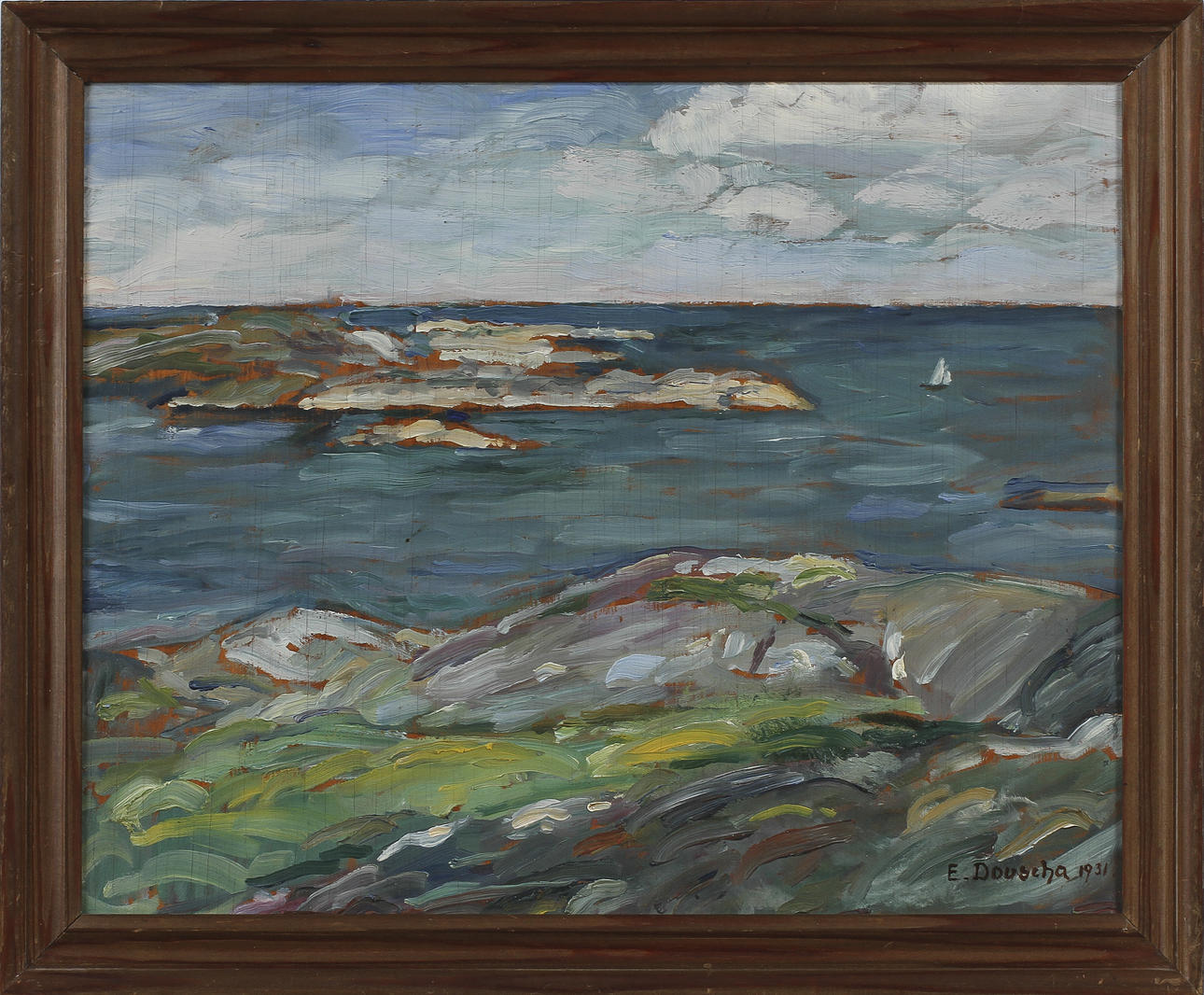 EDA DOUSCHA. Olja på pannå, signerad 1931.