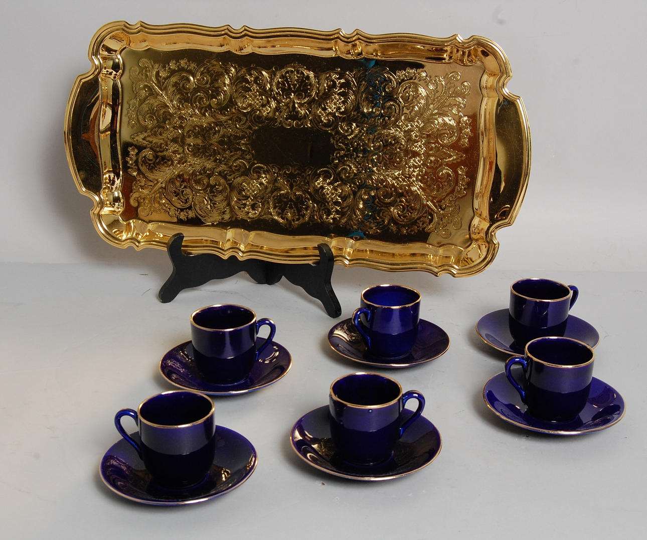 ESPRESSOKOPPAR, 12 delar kobolt,1 st bricka.