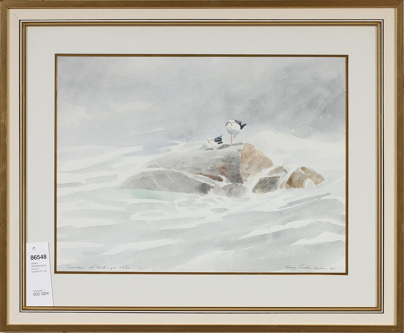 HENRY FREDRIKSSON. Akvarell, signerad 85.