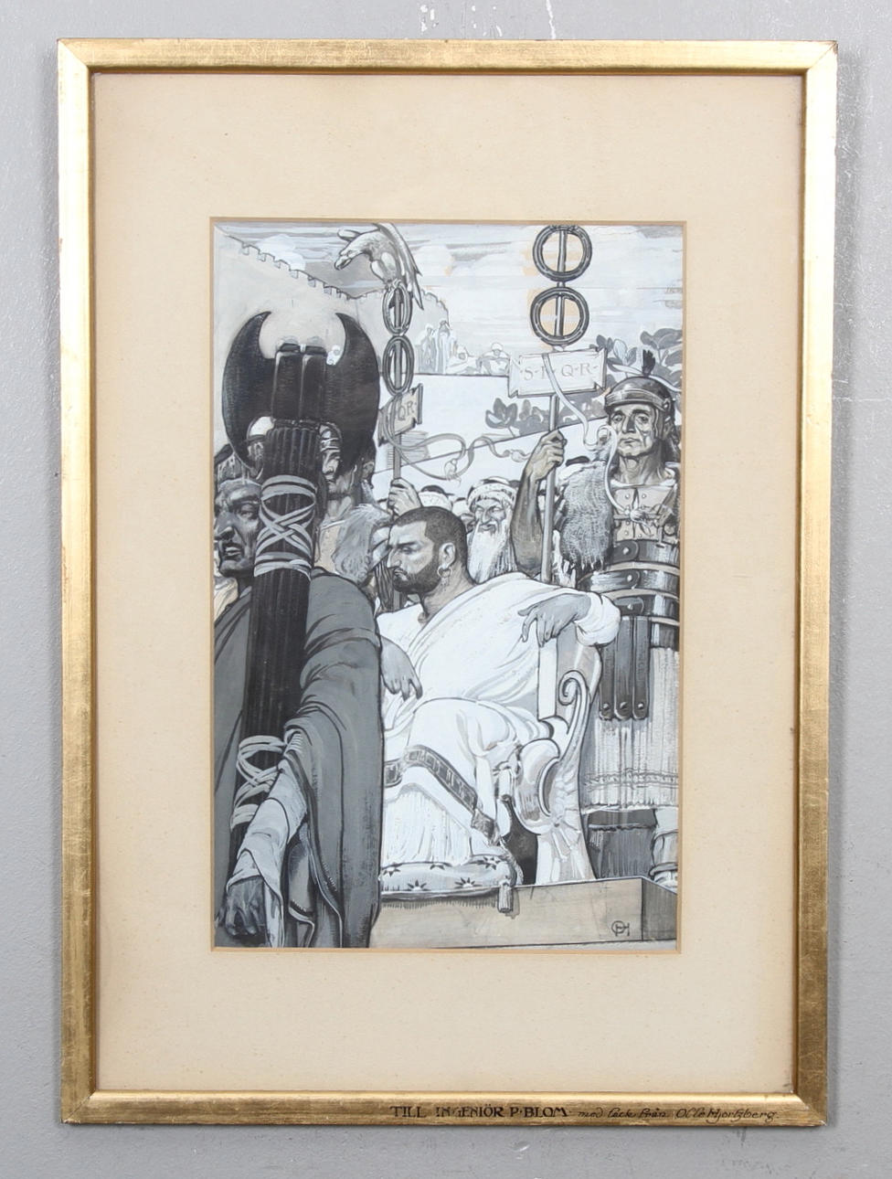 OLLE HJORTZBERG. Tuschlavering, signerad med monogram.