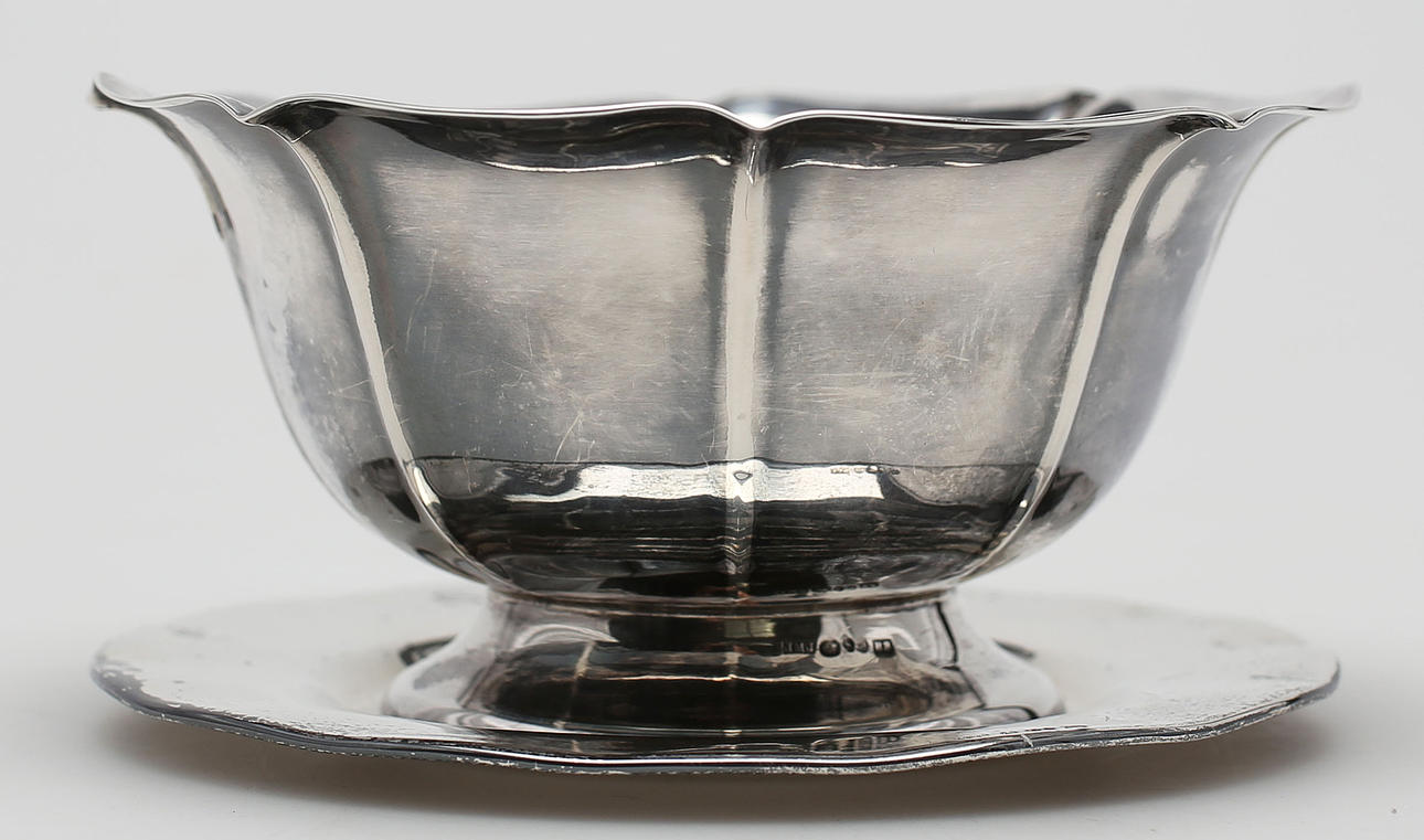 SKÅL OCH FAT, 2 delar, silver, 1900-tal, Sverige.