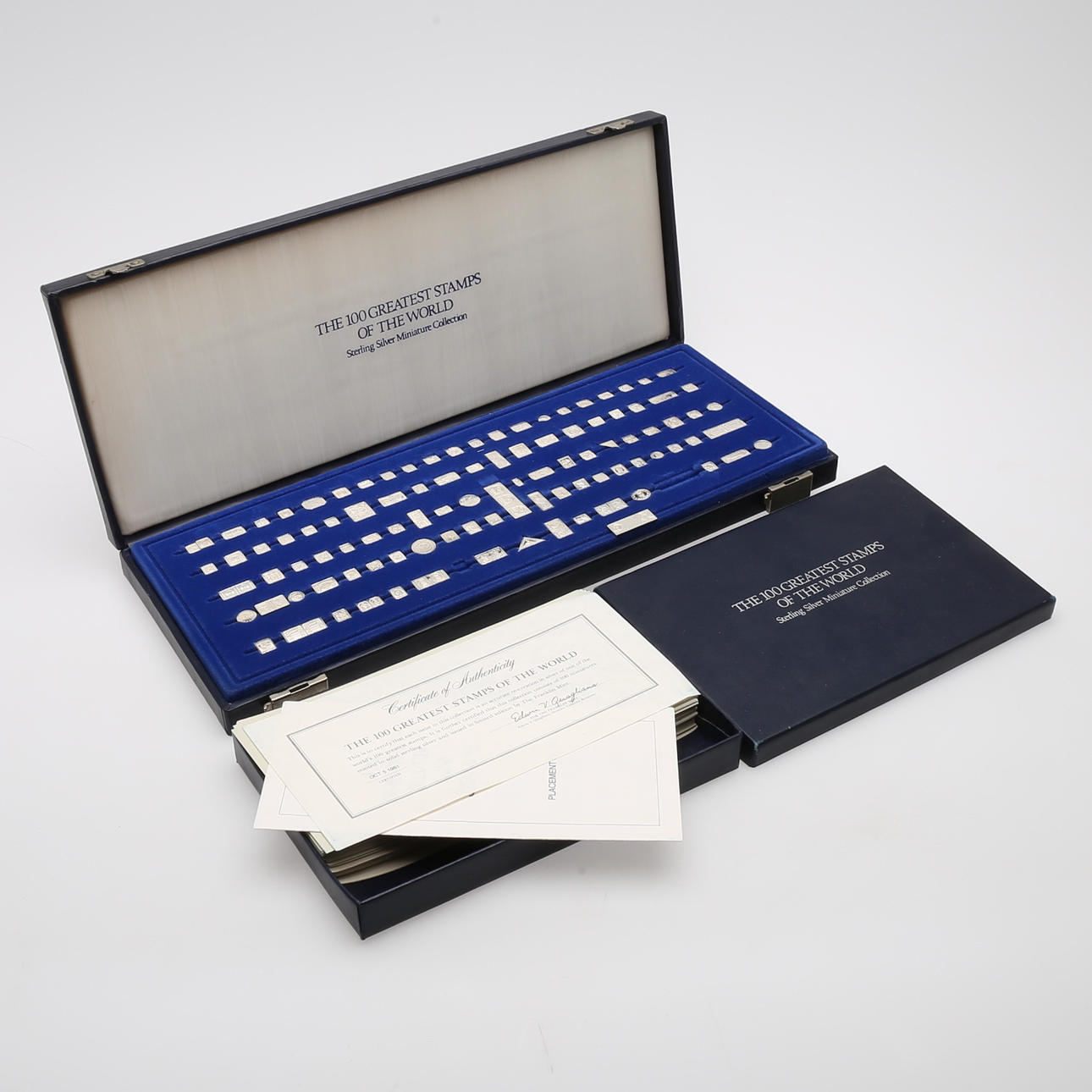 コレクション THE 100 GREATEST STAMPS OF THE WORLD Franklin Mint Silver 100 Greatest Stamps of the World Complete Set