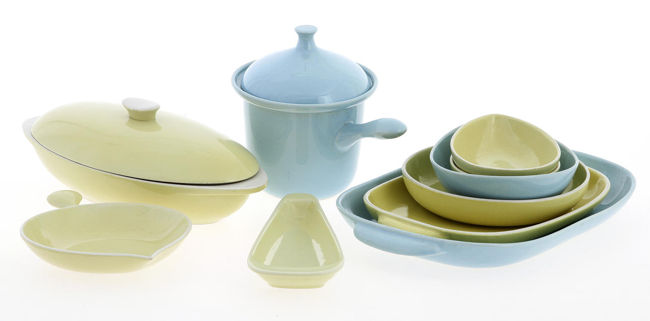 SERVISDELAR, 10 delar. "Gefyr", Stig Lindberg för Gustavsberg. 1950-tal.