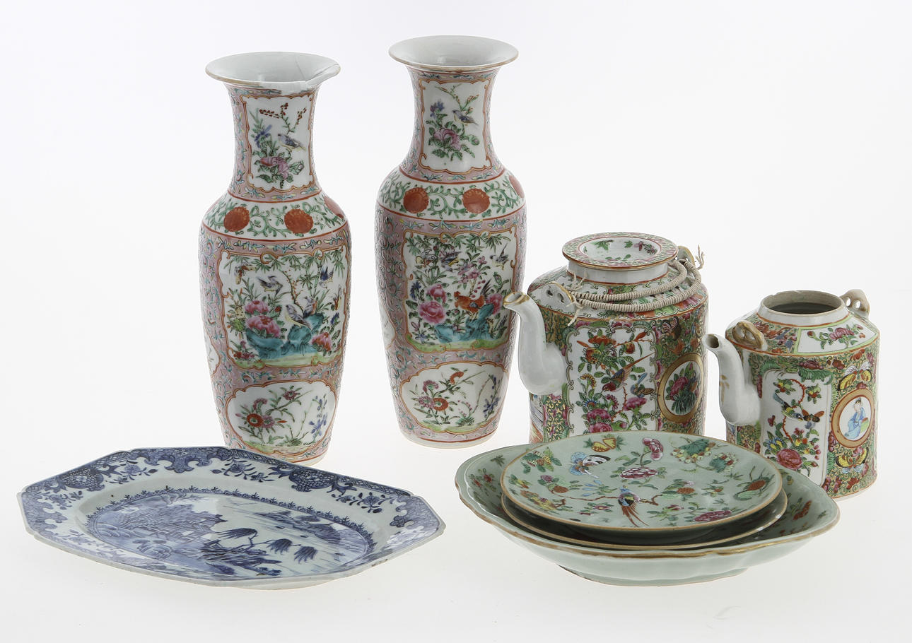 PARTI PORSLIN, 8 delar, Kina, 1700/1800-tal.