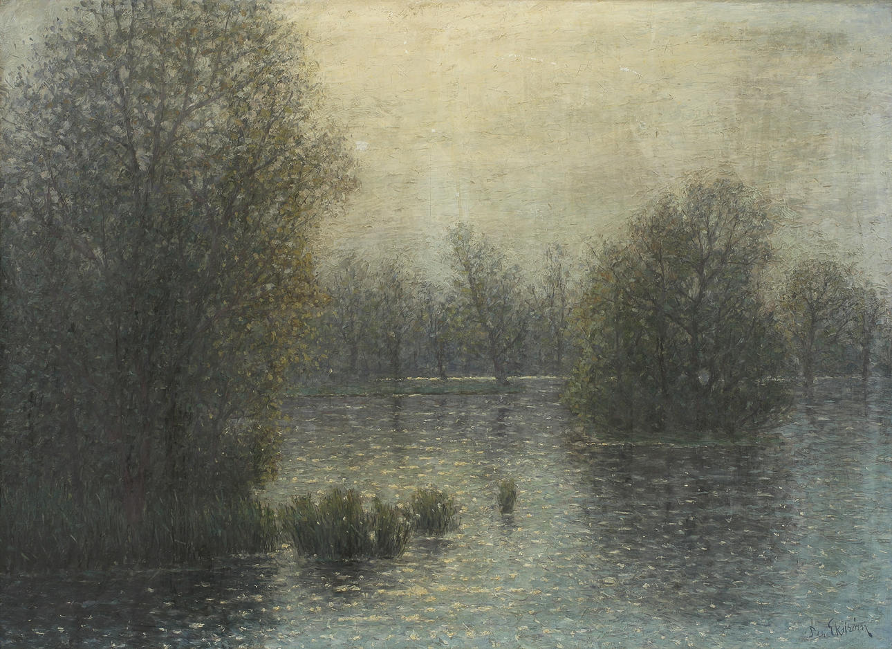 PER EKSTRÖM (1844-1935). Öländskt landskap i soldis. Olja på duk.