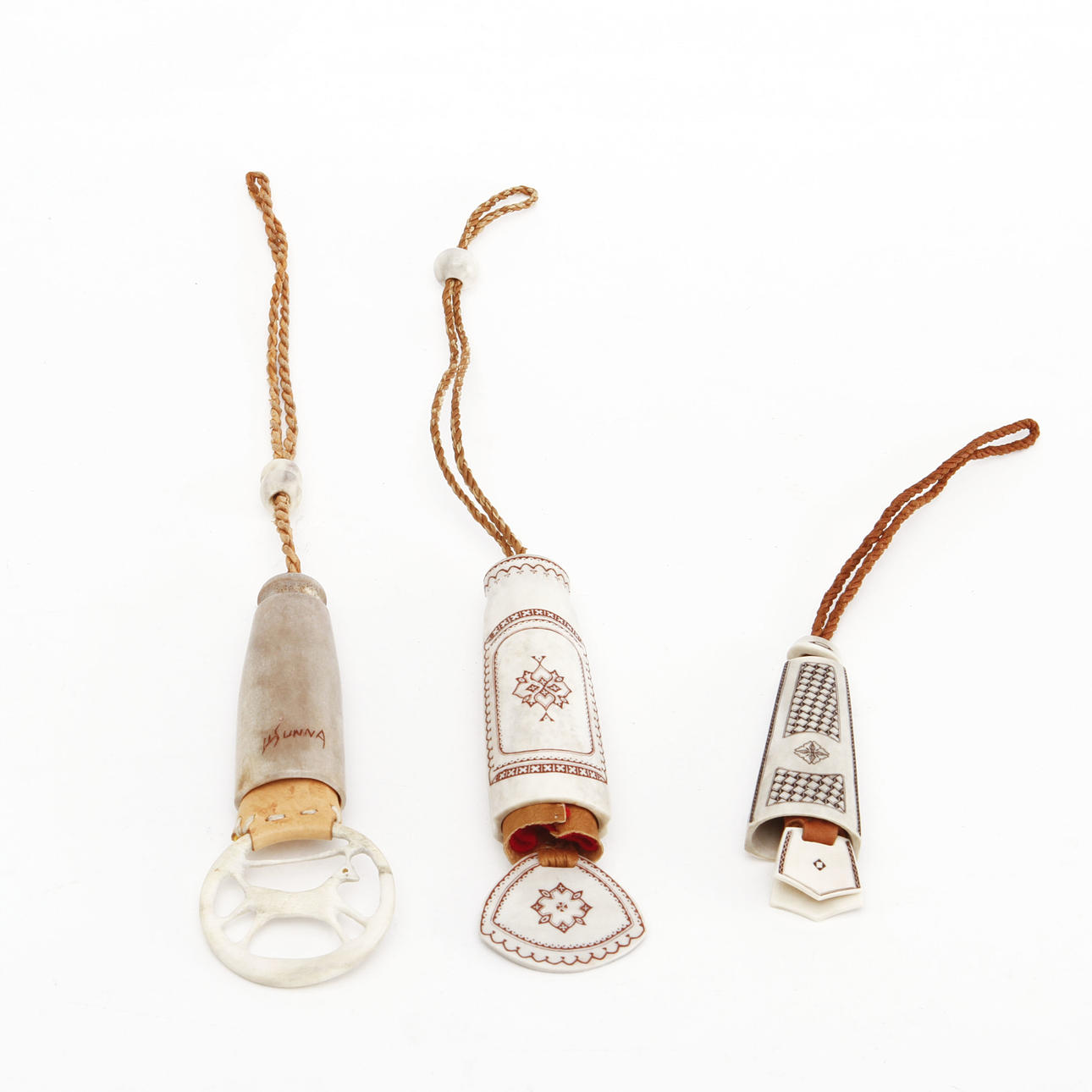 NEEDLE HOUSE, 3 pcs, Sami work, signed.