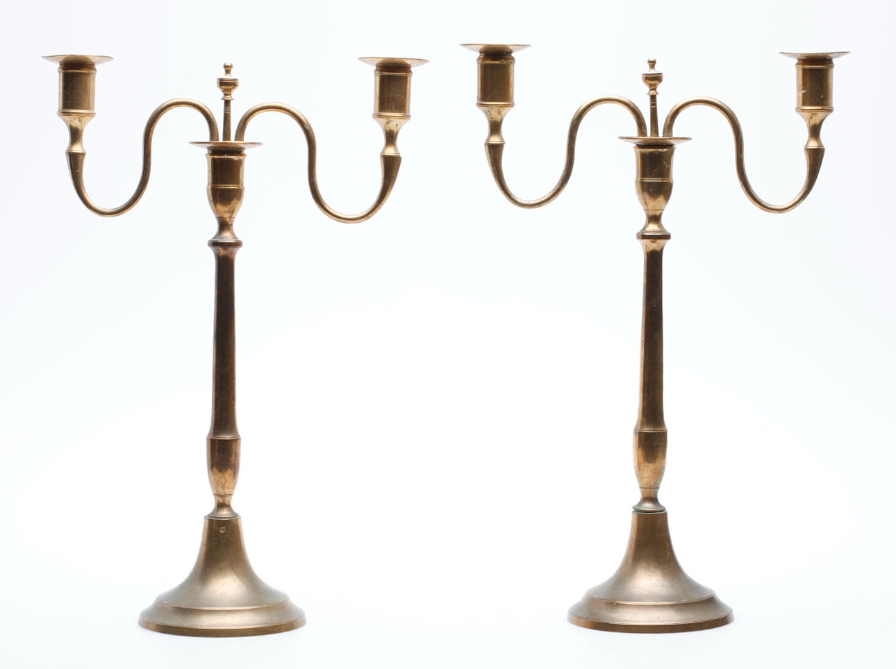 KANDELABRAR, ett par, mässing, 1800-tal.