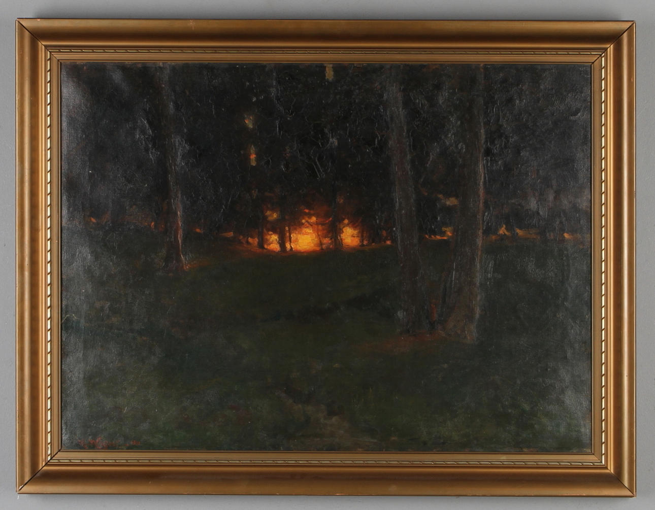 MATHILDE WIGERT-ÖSTERLUND. Skymningslandskap, olja på duk, signerad och daterad M. Wigert 1900.