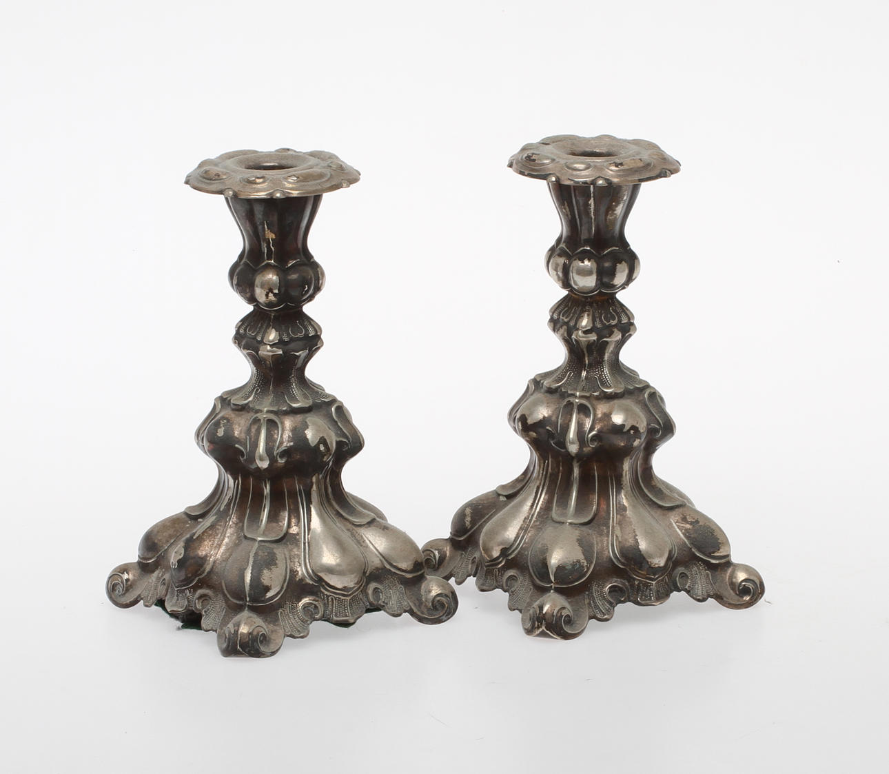 CANDLES, a pair, silver, rococo style, 20th century.
