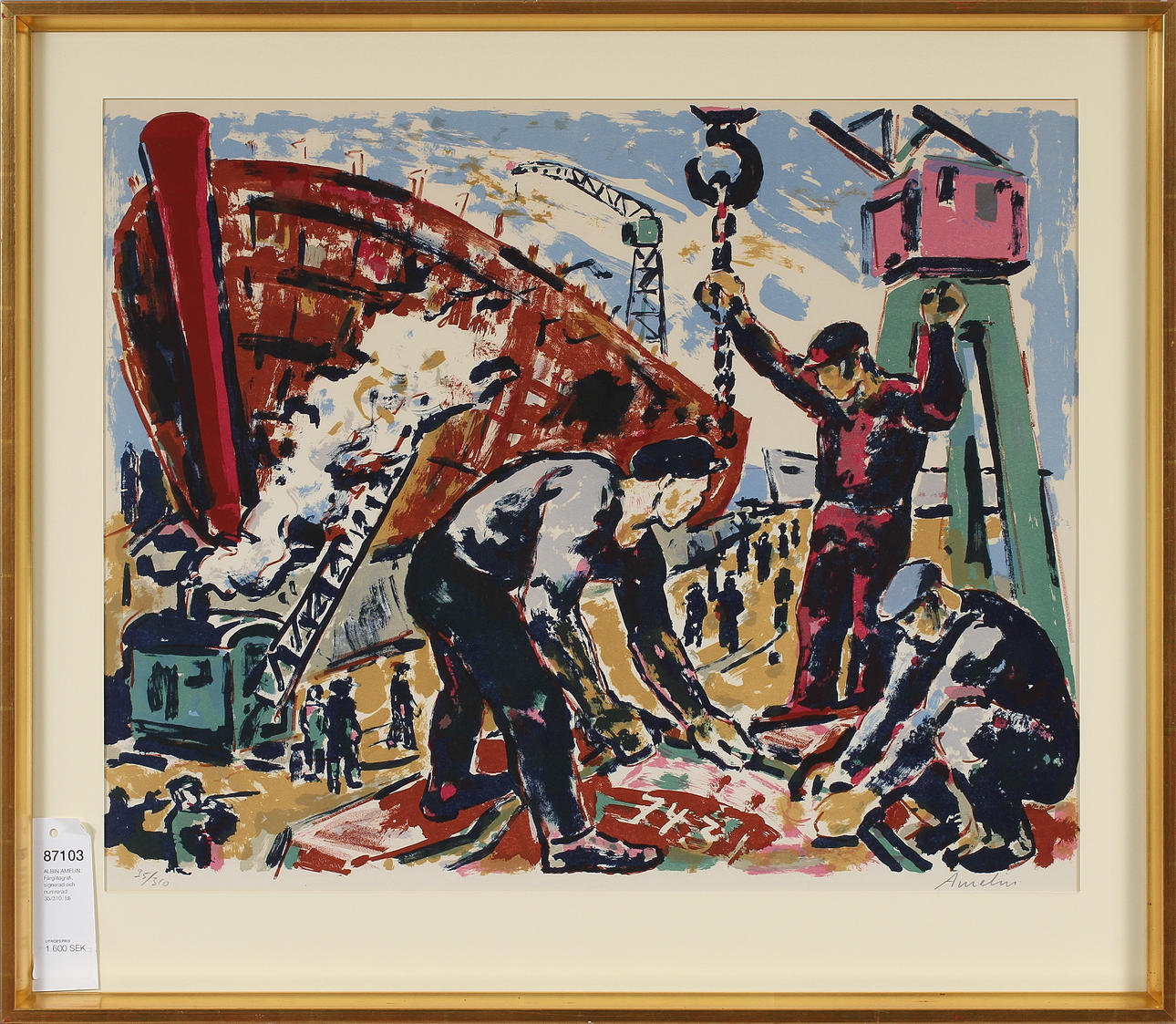 ALBIN AMELIN. Färglitografi, signerad och numrerad 35/310.