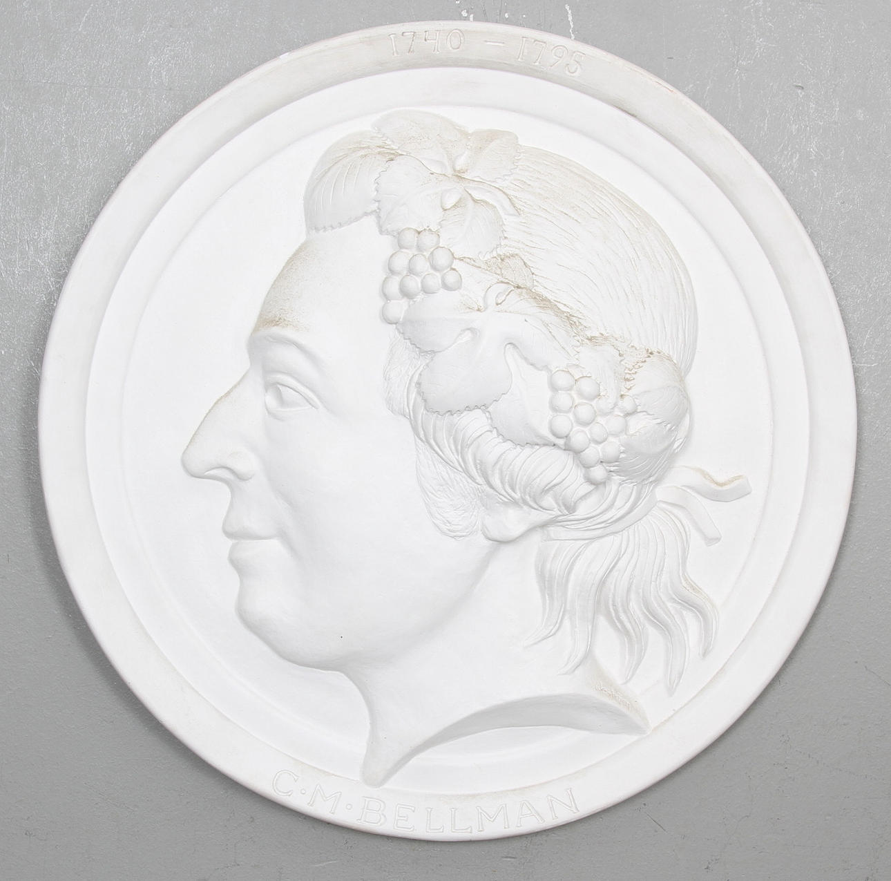VÄGGRELIEF, gips, Carl Mikael Bellman, signerad Weström.