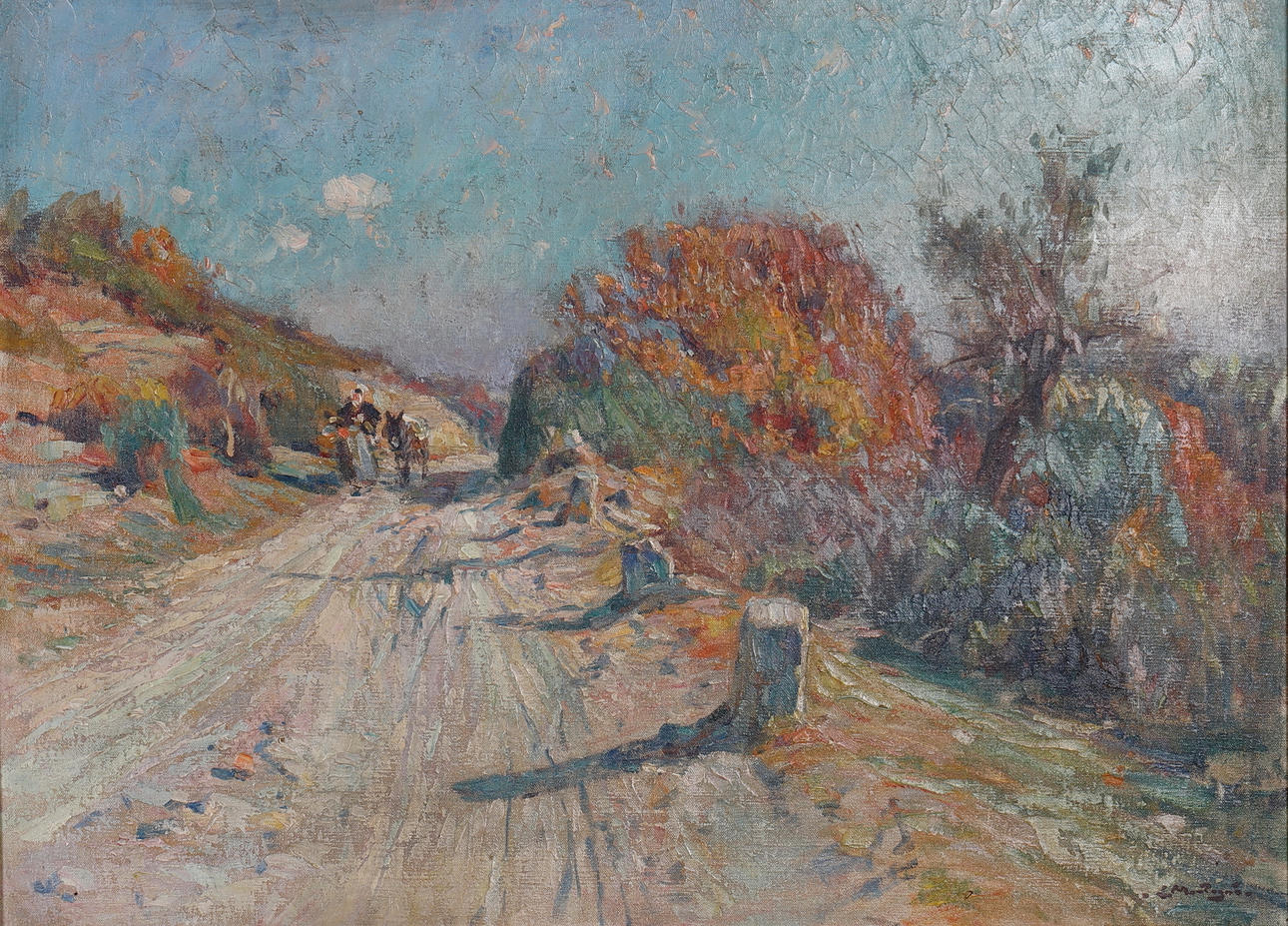 CONTINENTAL SCHOOL (20TH CENTURY). MUJER Y BURRO.