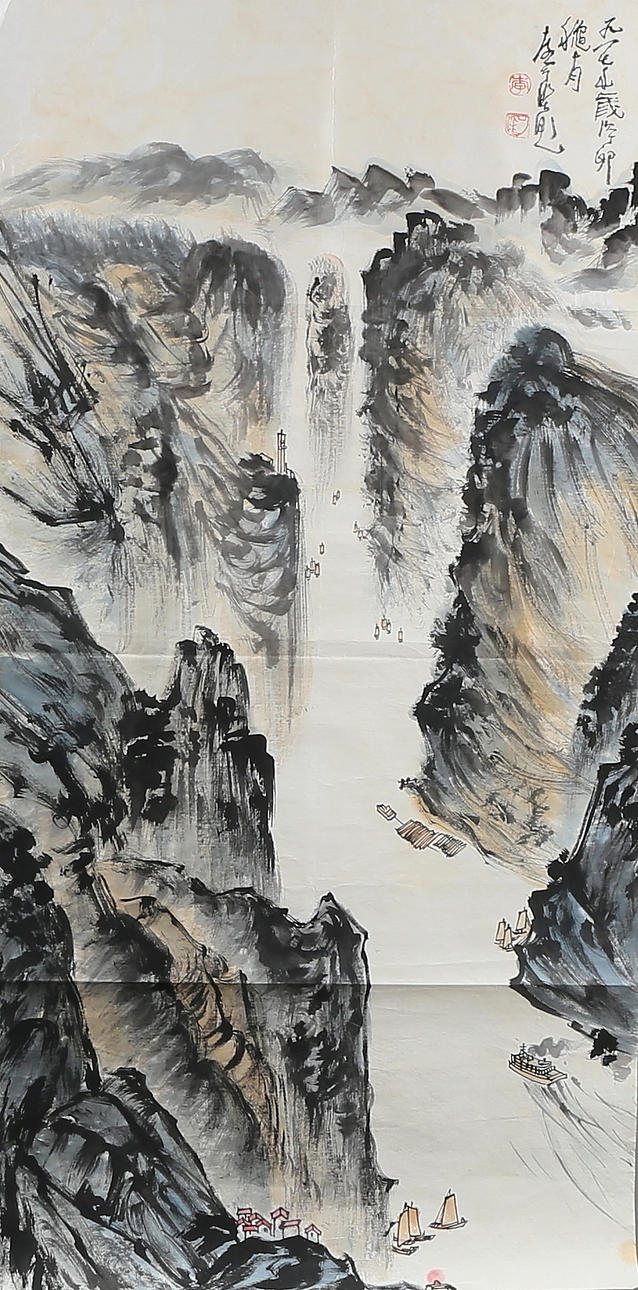 ROLLENBILDER, 3-tlg., Aquarell, China, 20. Jh.