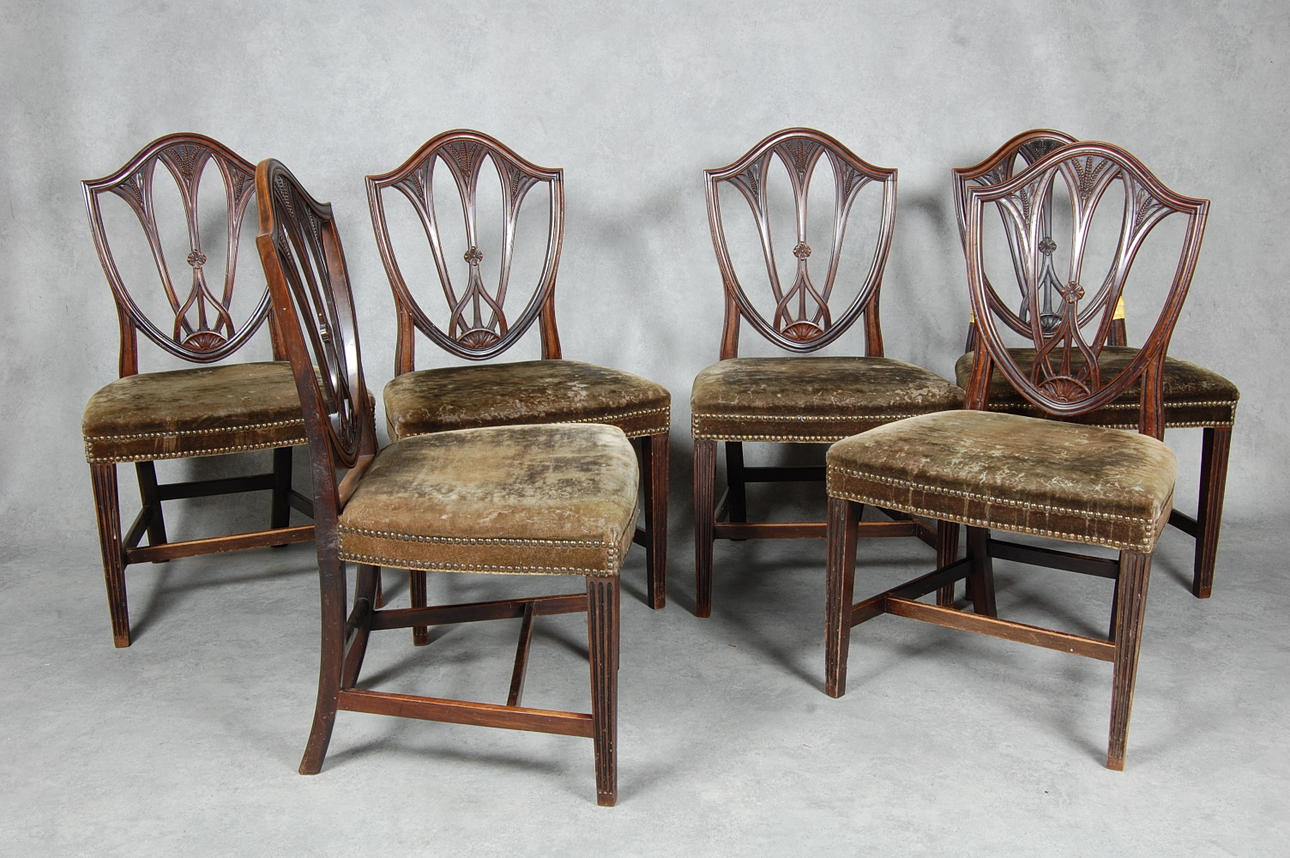 STOLAR, 6 st, Hepplewithe, England, 18-1900 tal, proveniens, Herrgården, Belmont Estate, Bristol.