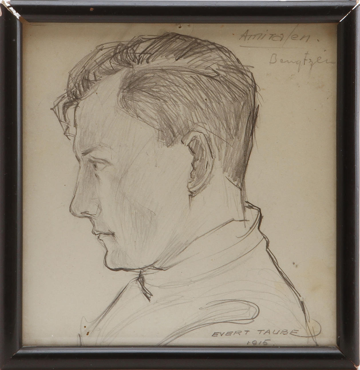 EVERT TAUBE. "Admiralen", tegning, sign.