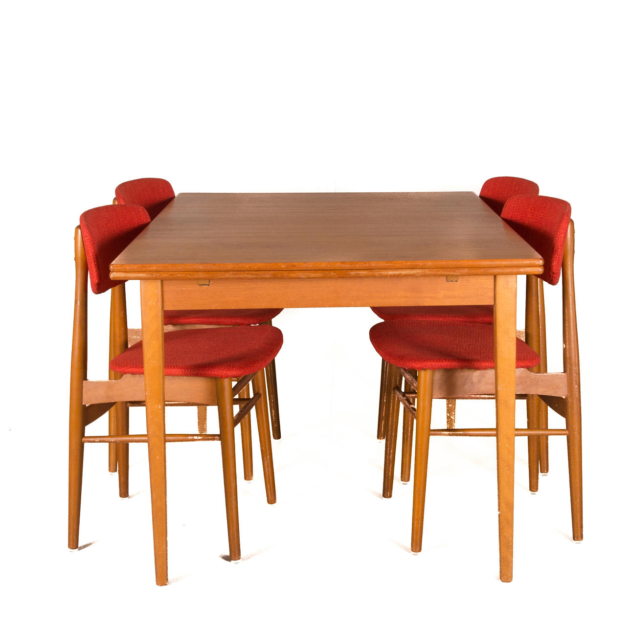 DINING ROOM GROUP, teak/beech, mid-20th century.