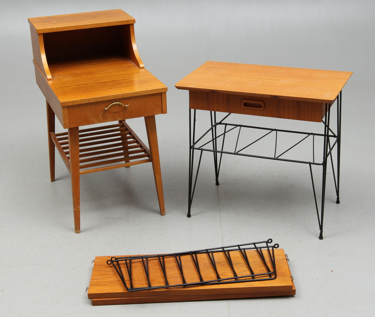 NATTDUKSBORD, BORD med låda, STRINGHYLLA, 1950/60-tal.