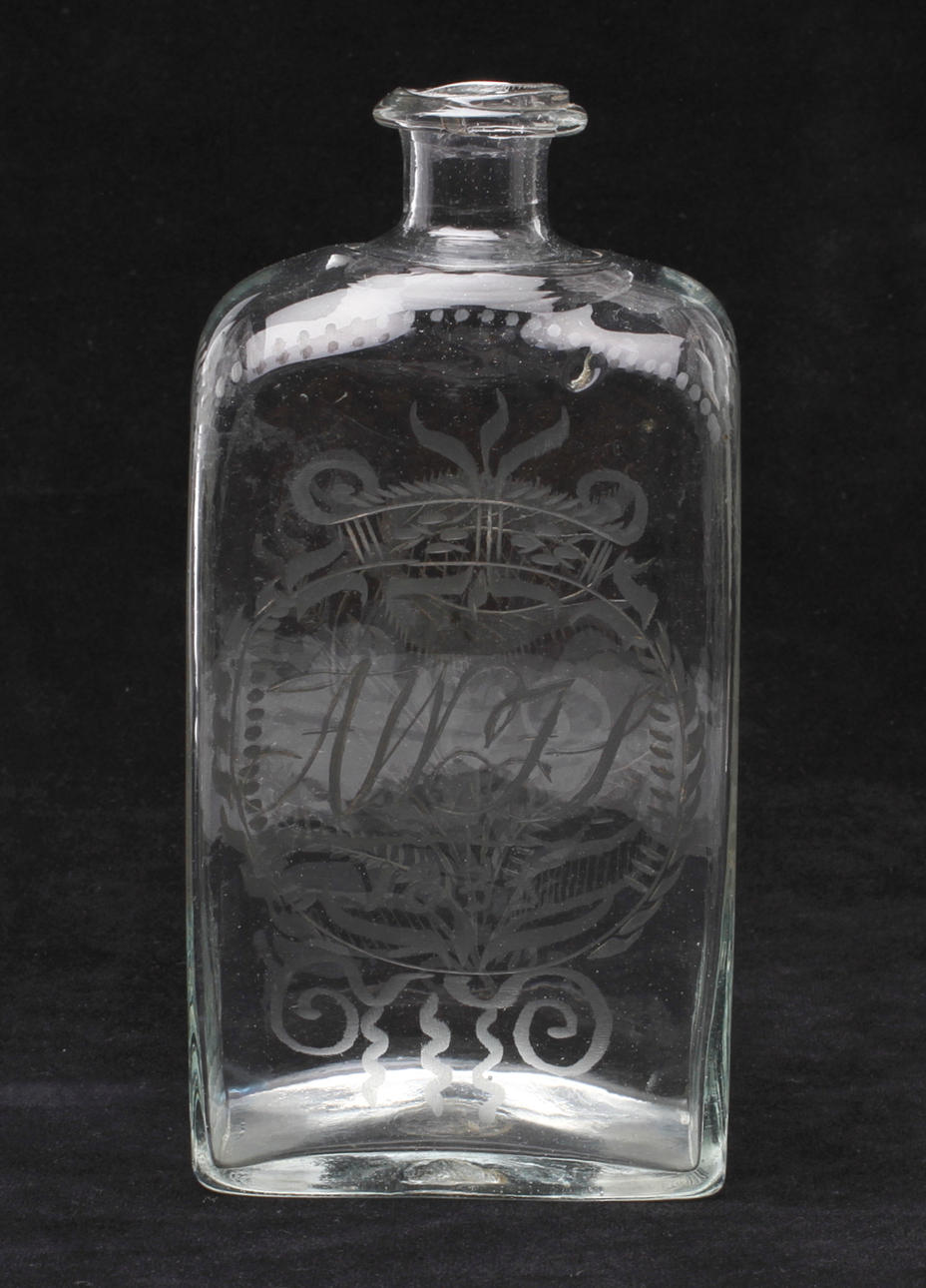 BRÄNNVINSFLASKA, glas, Cedersbergs glasbruk, 1800-tal.