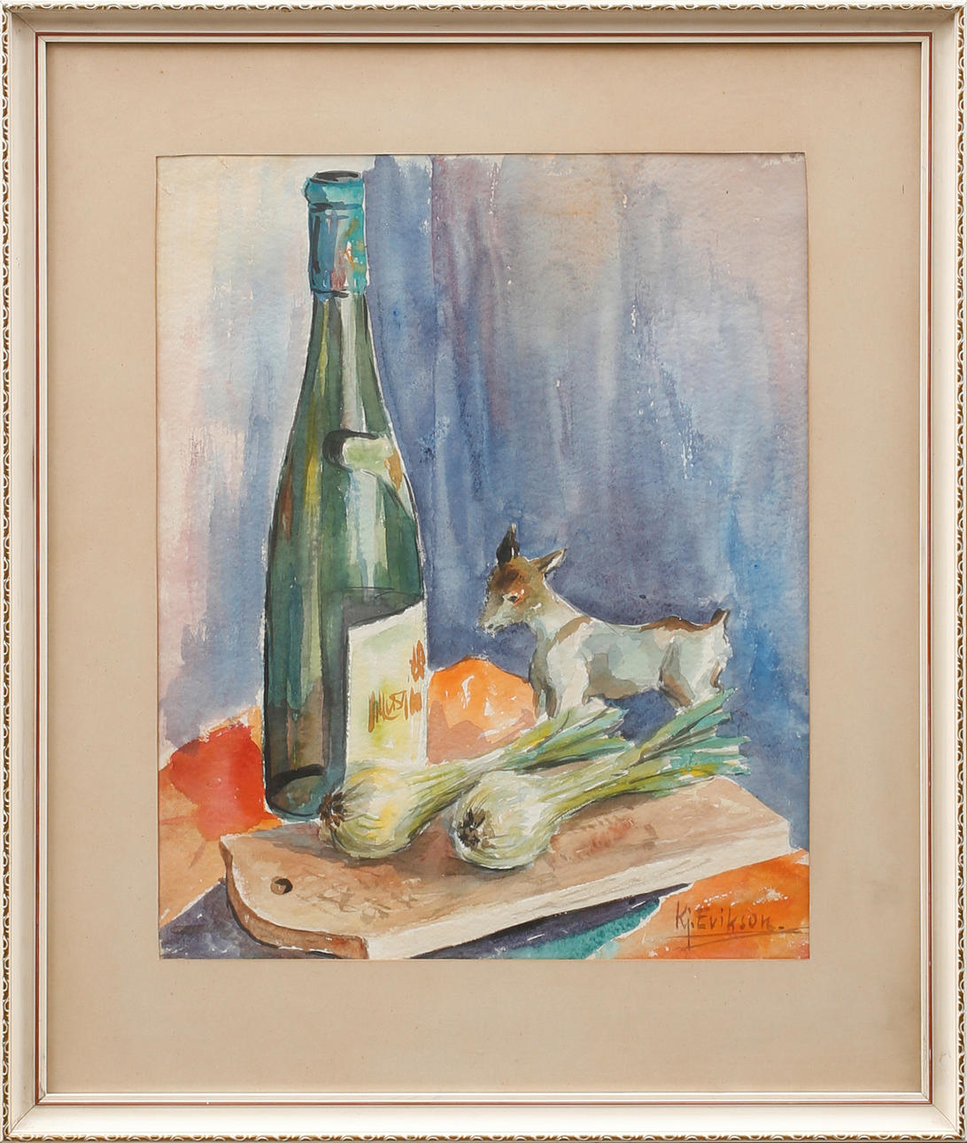 KJELL ERIKSON. acuarela, bodegón, firmado.