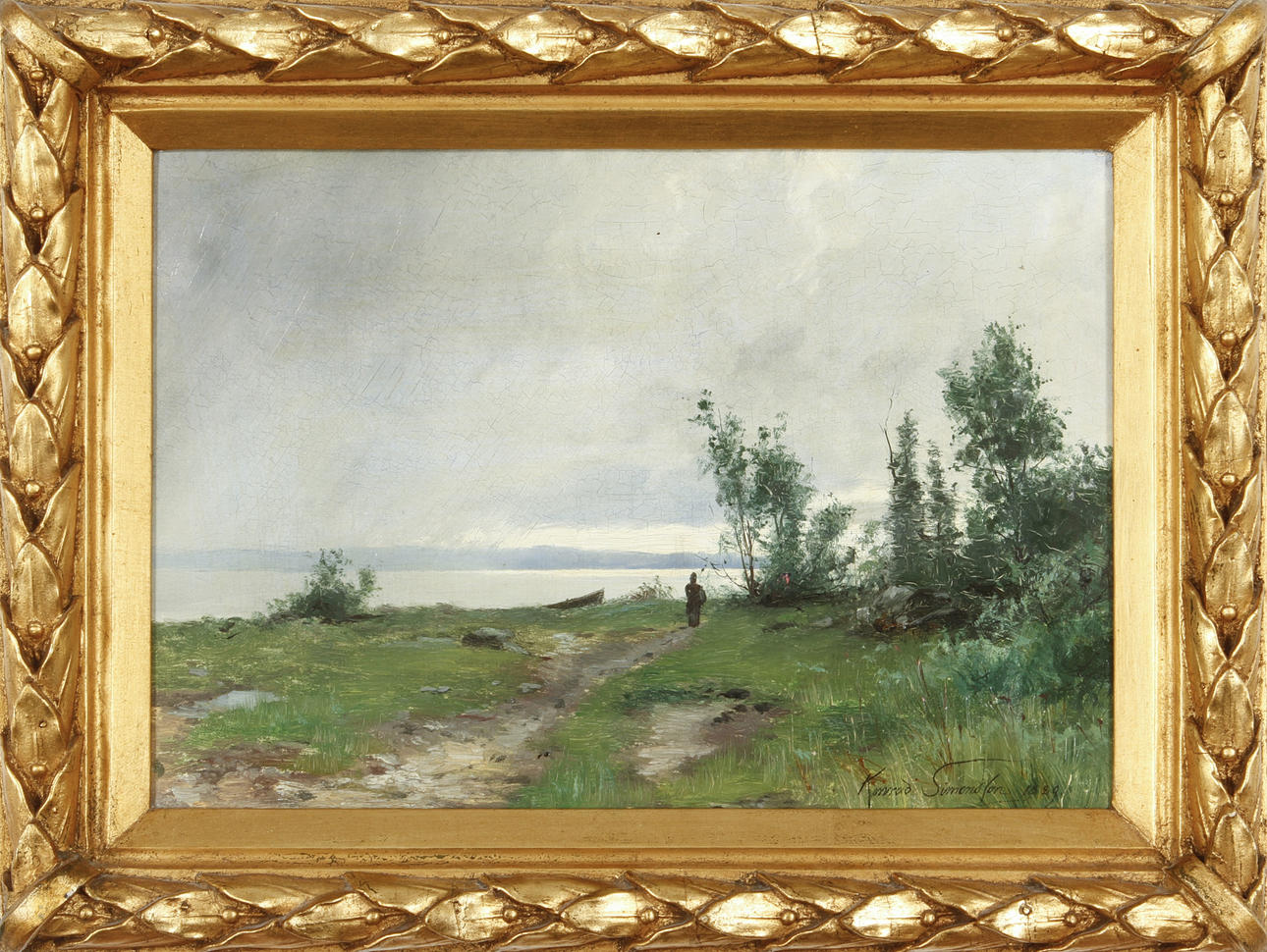 KONRAD SIMONSSON. Landscape, oil on canvas, signed and dated 1889.