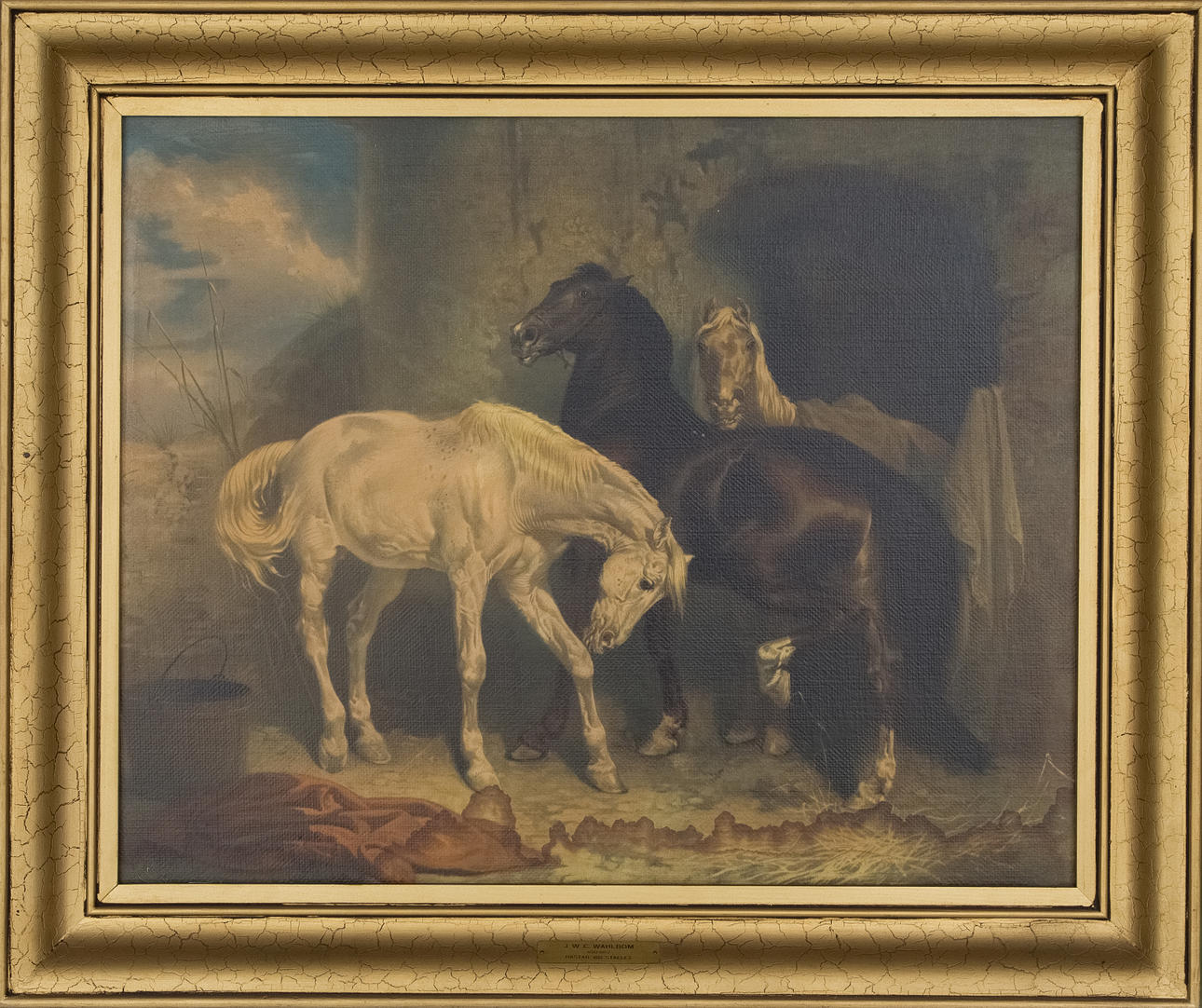CARL WAHLBOM. EFTER. Hästar, reproduktion/tryck efter.
