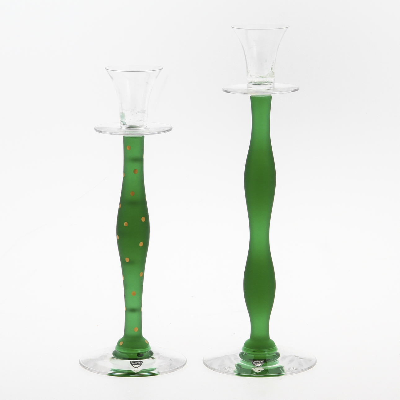 LJUSSTAKAR, 2 st, glas, Orrefors.