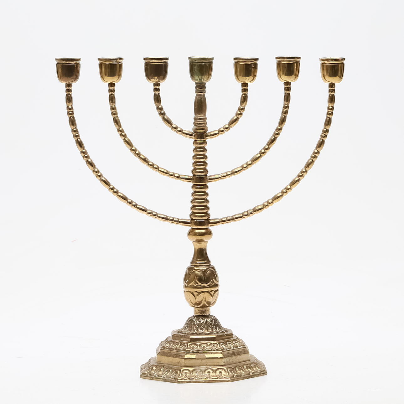 LJUSSTAKE, mässing, sjuarmad.