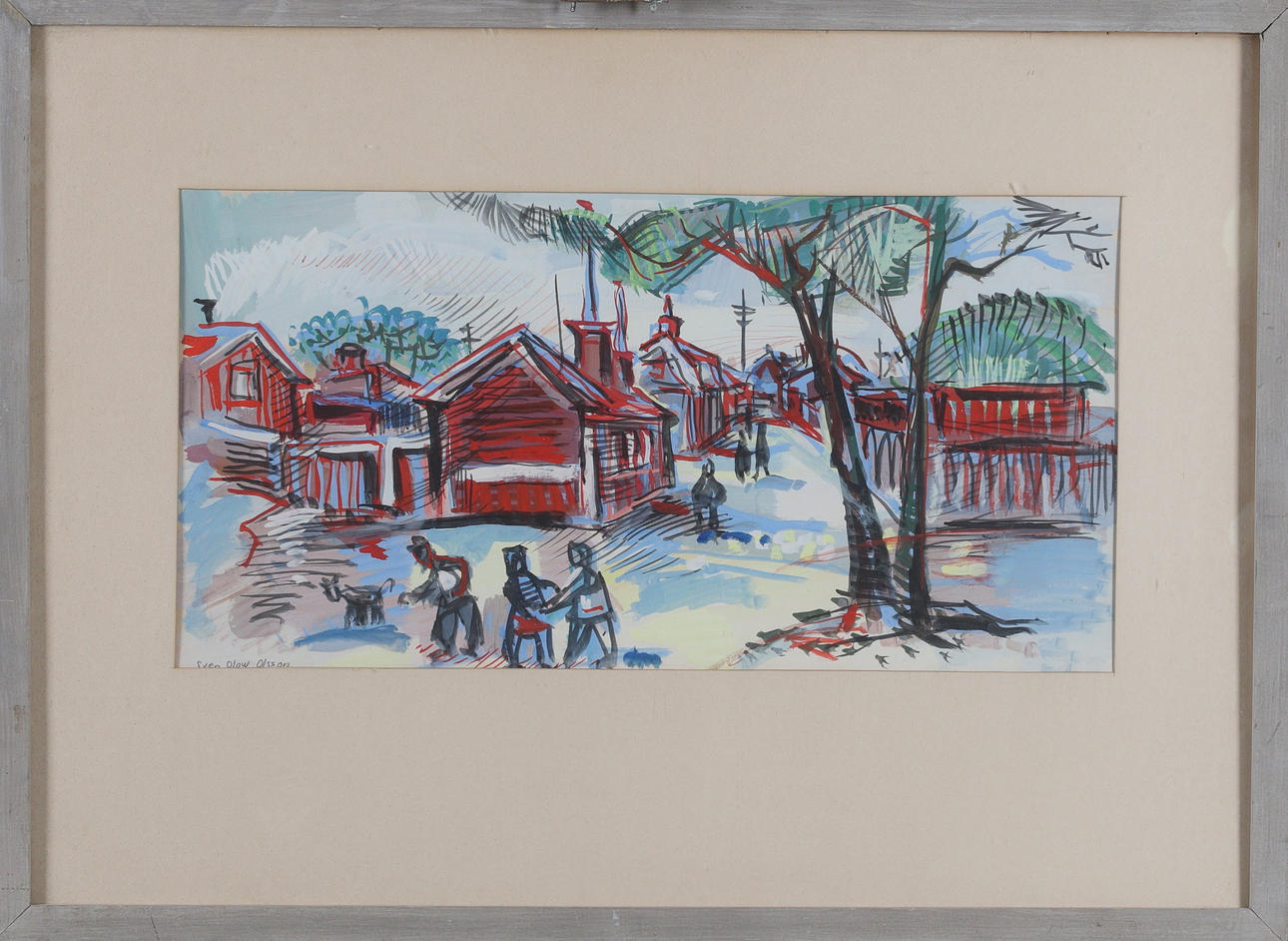 SVEN-OLOW OLSSON. "Old Söder Gävle", watercolour, signed.