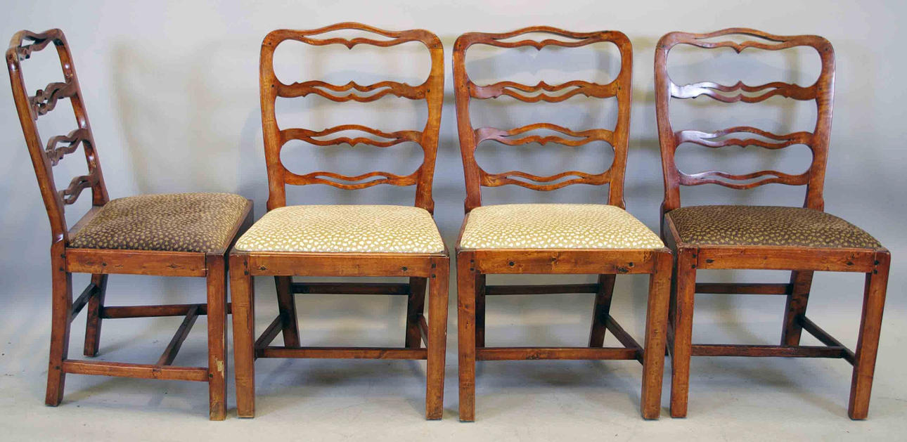 STOLAR, 4 stycken, så kallade skrattmodell, sent 1700-tal.