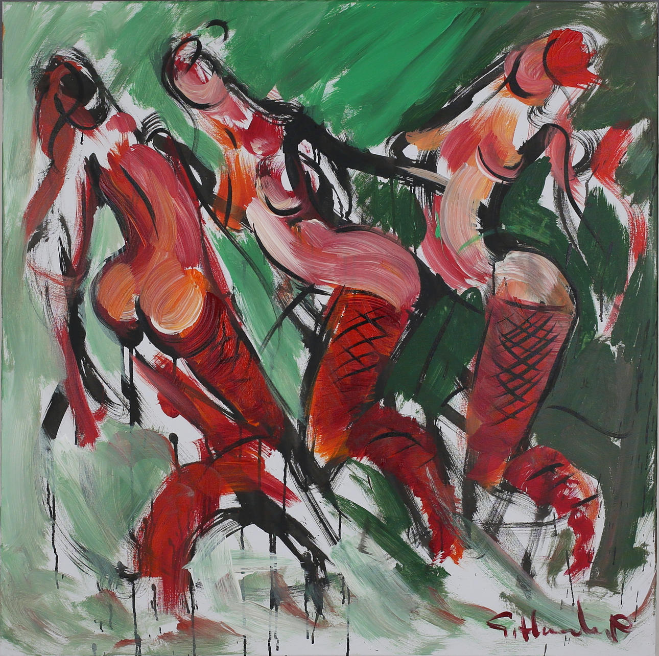 GÖRAN HAUSENKAMP. Modeller. Akryl på duk. Signerad G Hausenkamp.