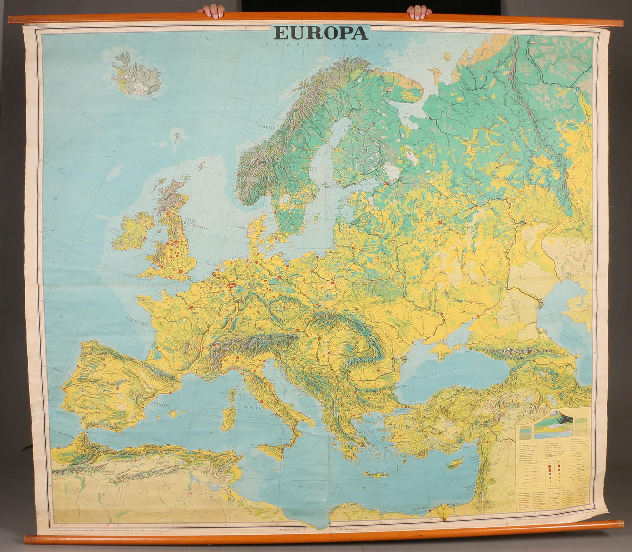 SCHOOL MAP, Europe, General Staff Lithographic Institution 1943.