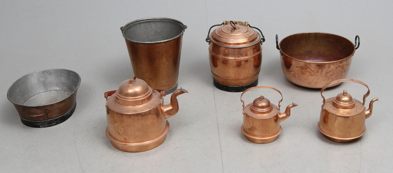 Kopparföremål 7 st 1800-1900-tal.