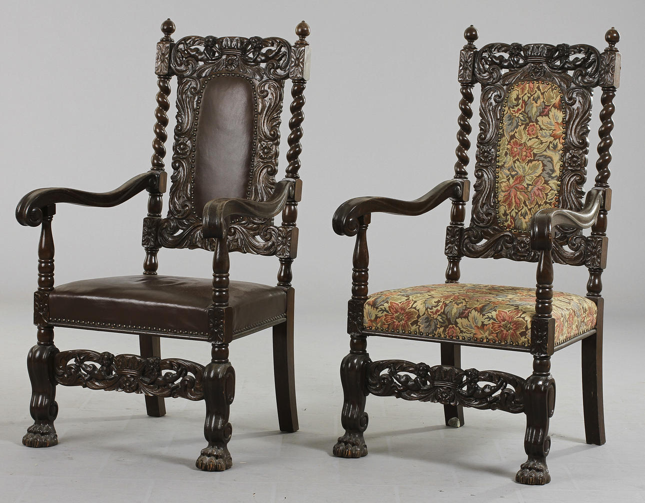 KARMSTOLAR, ett par, barockstil, tidigt 1900-tal.