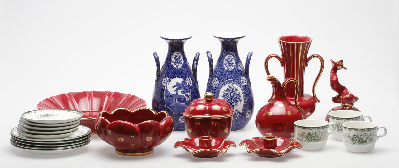 KERAMIKFÖREMÅL, 19 delar, Rörstrand, Gefle.