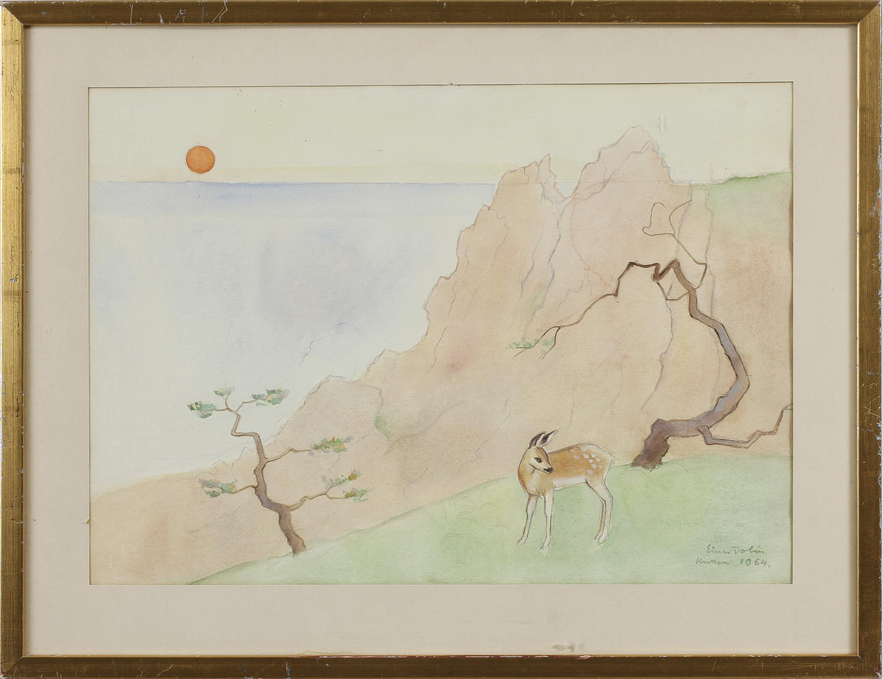 EINAR JOLIN, akvarell, sign o dat Kullen 1964.