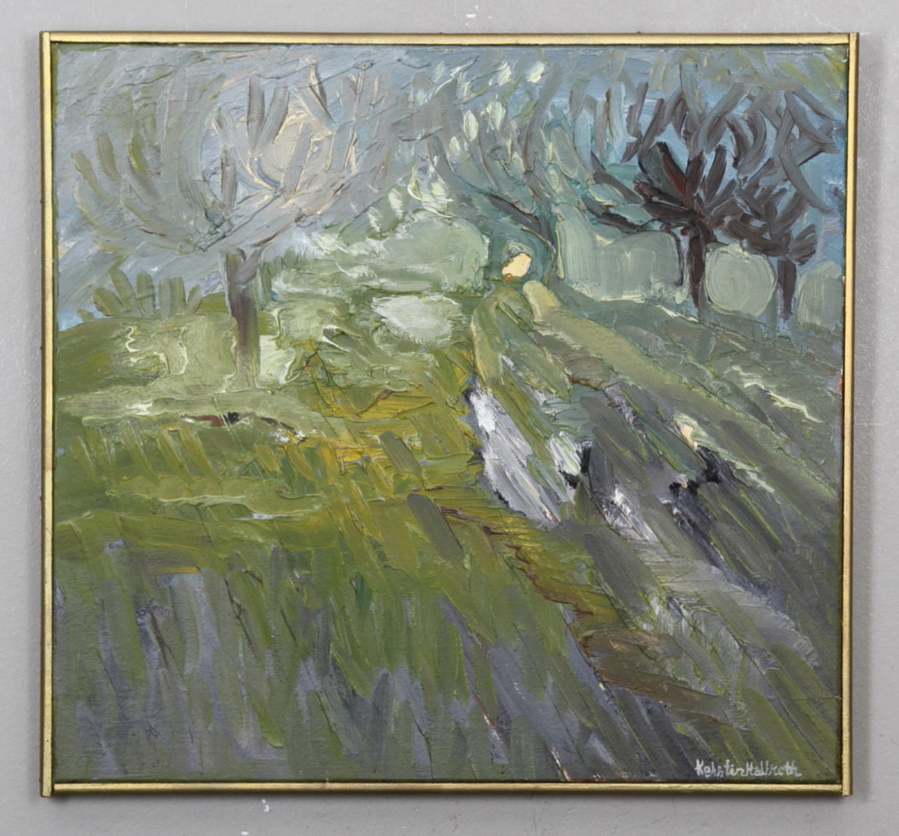 KERSTIN HALLROTH. Olja på duk, landskapsbild Gotland, signerad.