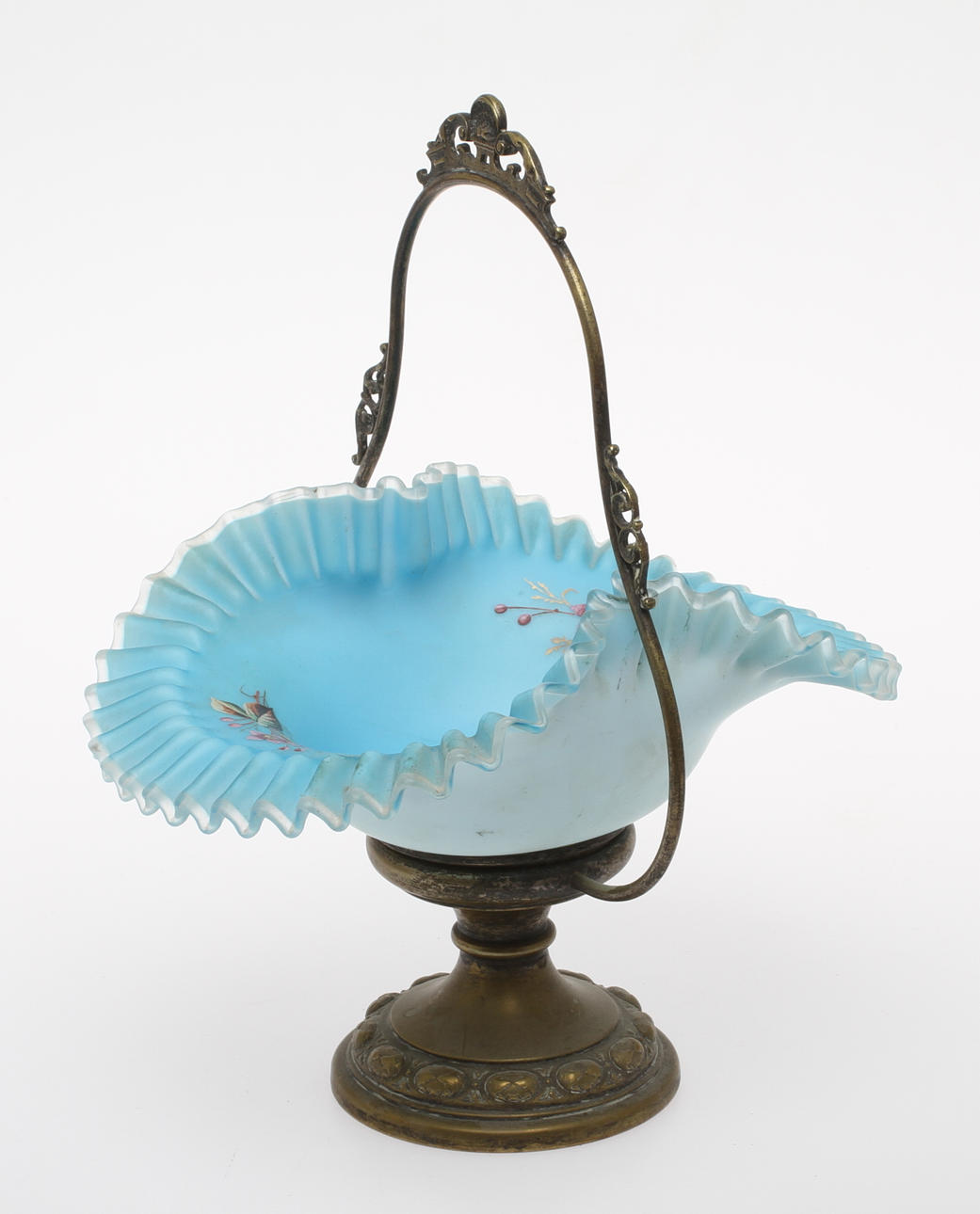 SKÅL PÅ FOT, glas och metall, omkring år 1900.