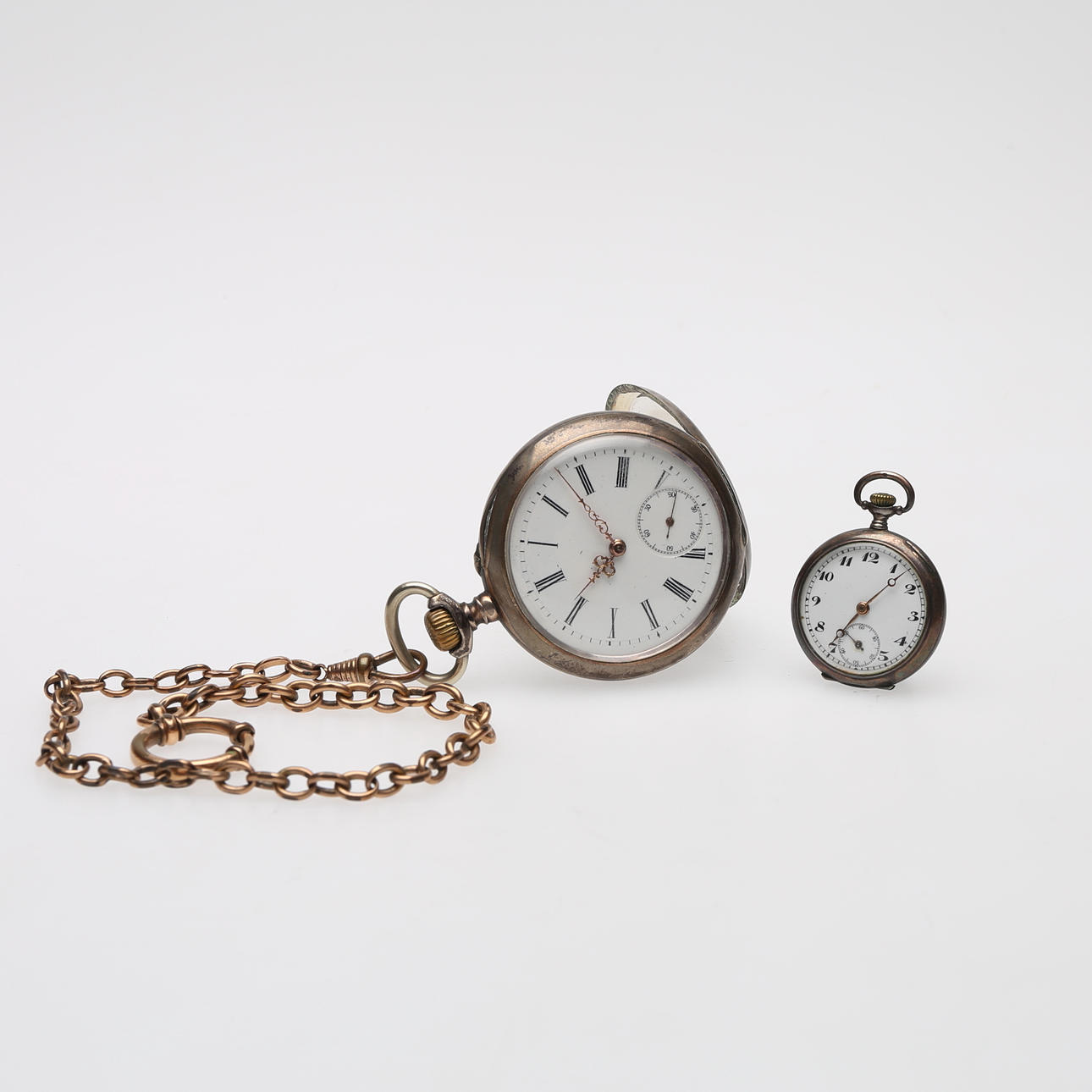 RELOJ DE BOLSILLO, DOS PIEZAS, plata, hacia 1900.