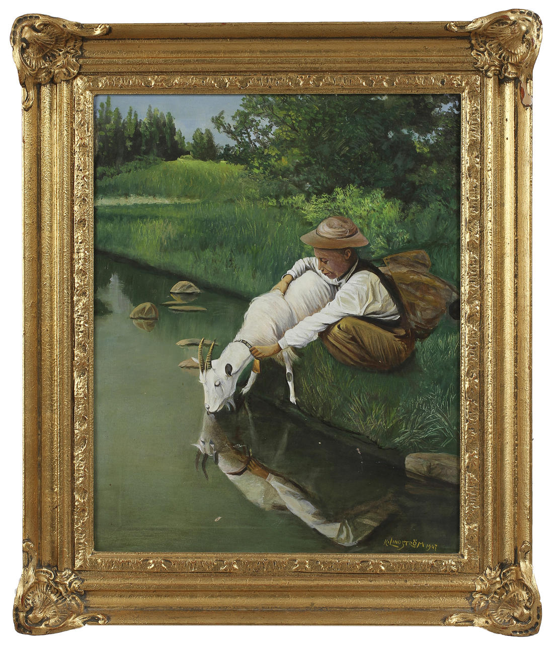 OKÄND KONSTNÄR, olja på duk, sign K Lindström 1947.