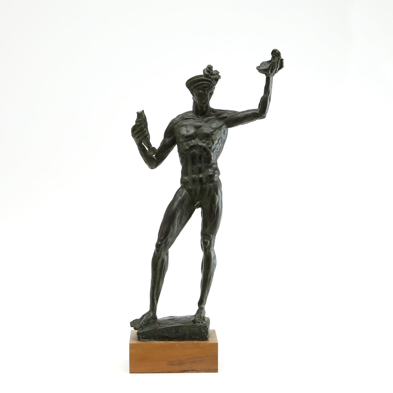 CARL MILLES (1875-1955). "Poseidon", grönpatinerad brons.