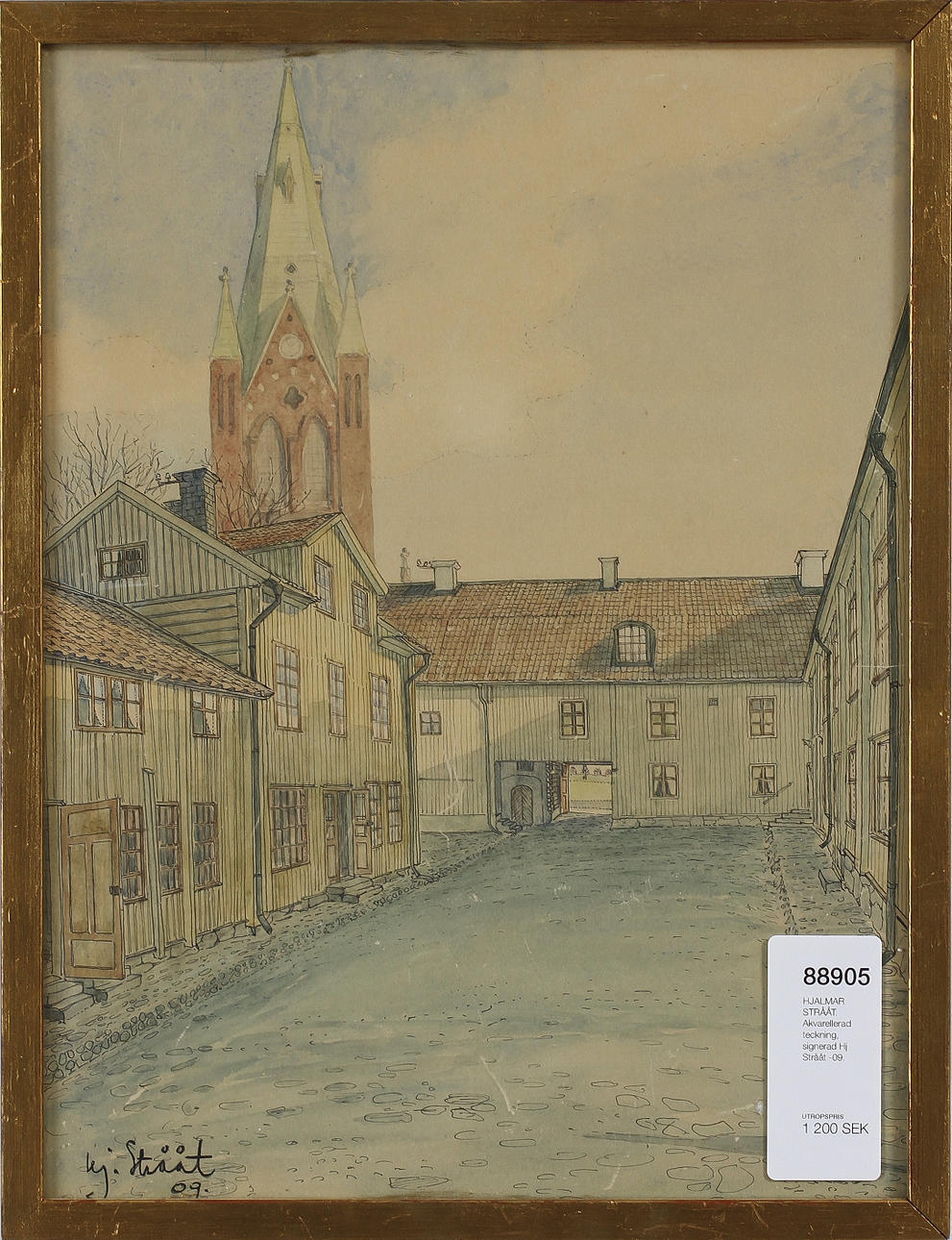 HJALMAR STRÅÅT. Akvarellerad teckning, signerad Hj Strååt -09.