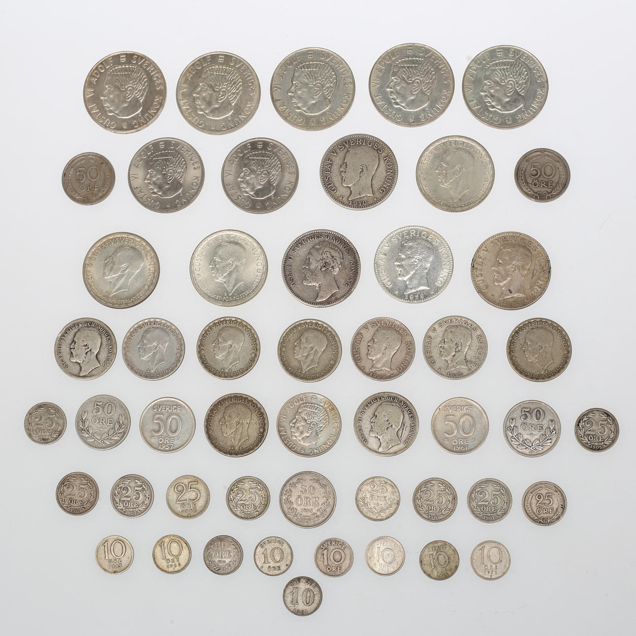 COINS, 50 pieces, silver, 1900s, Sweden.